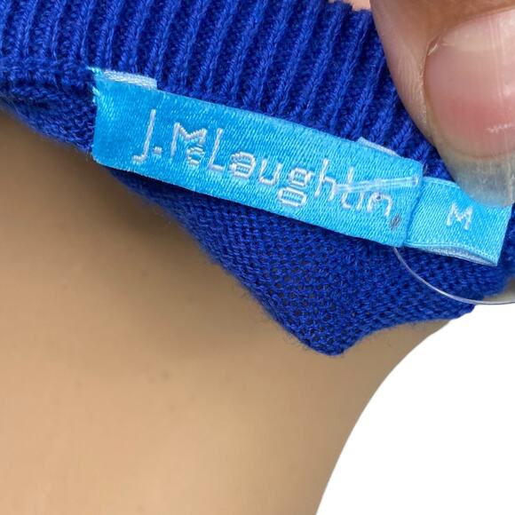 NWT J McLaughlin Cobalt Blue V-neck Cotton Cashmere Pullover Sweater SZ M - Picture 6 of 7